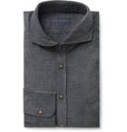 Thom Sweeney - Anthracite Slim-Fit Cutaway-Collar Cotton-Corduroy Shirt - Men - Gray