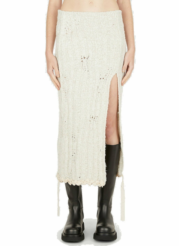 Photo: Distressed Crochet Skirt in Cream