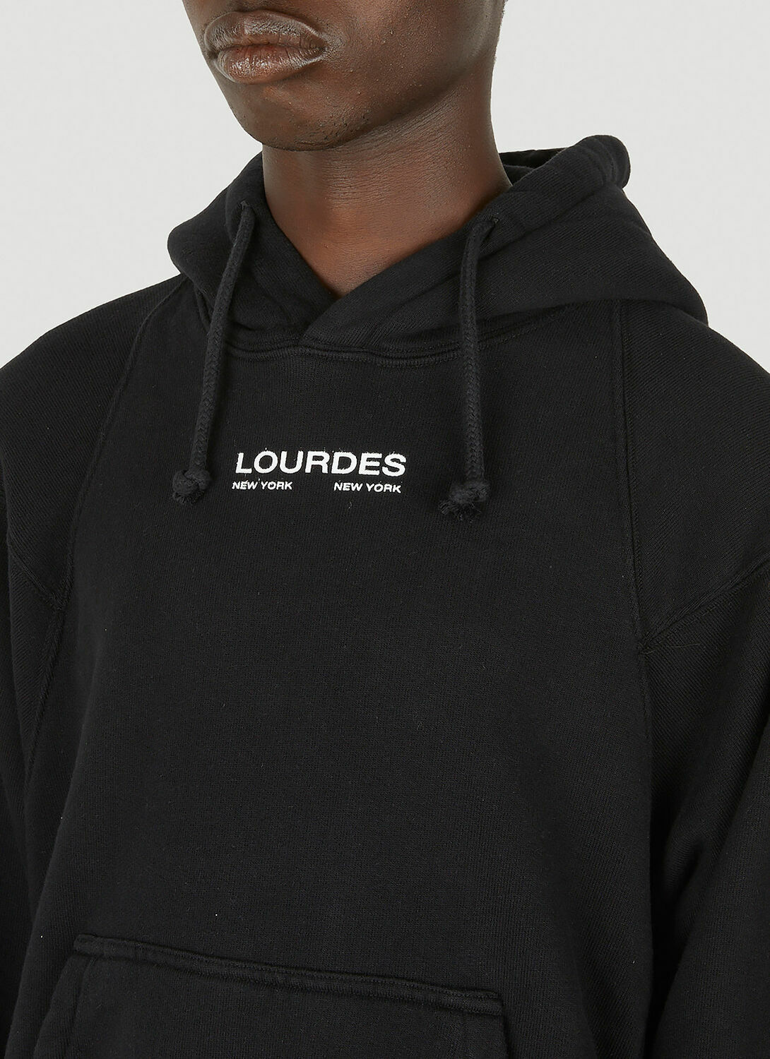 Lourdes Logo Print Basic Hooded Sweatshirt