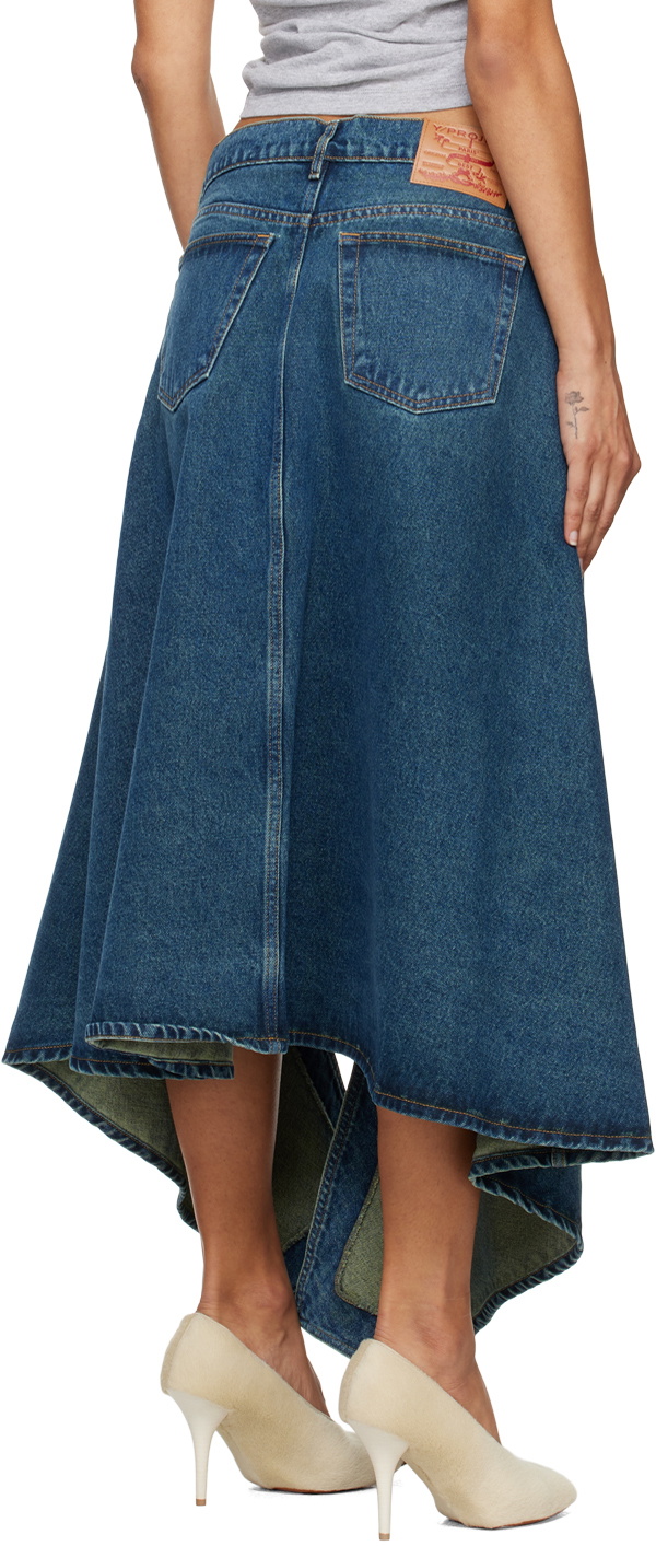 Y/Project Blue Cut Out Denim Midi Skirt