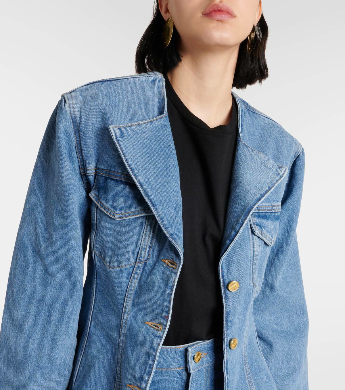 Ganni Single-breasted denim blazer GANNI