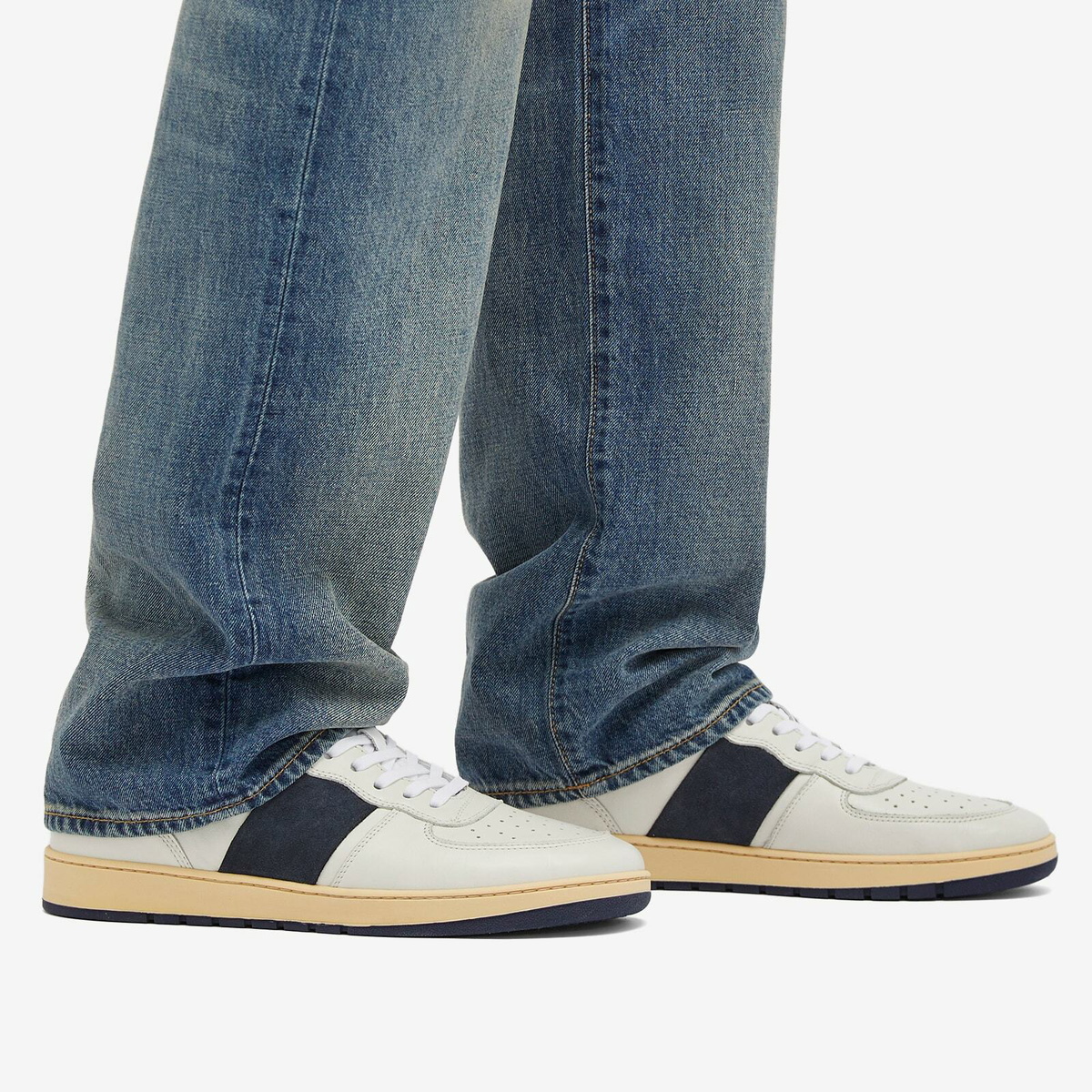 Collegium Men's Pillar Destroyer Low Sneakers in Off-White/Navy