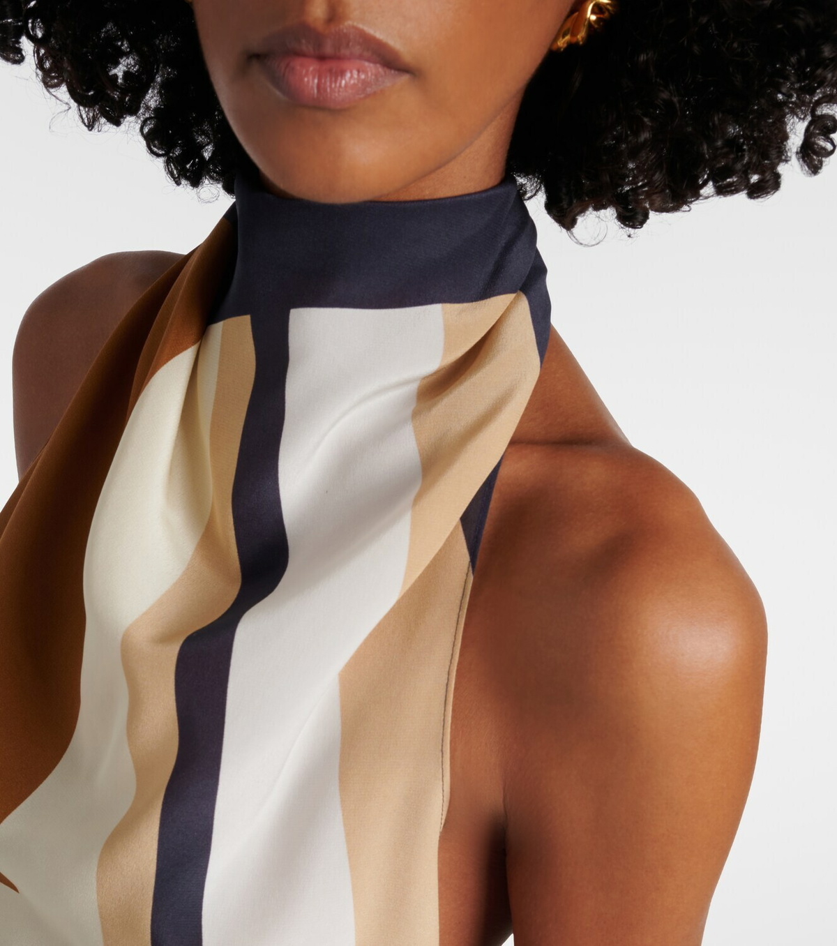 SIR Printed halterneck silk top