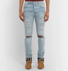 AMIRI - Thrasher Plus Skinny-Fit Distressed Stretch-Denim Jeans - Blue