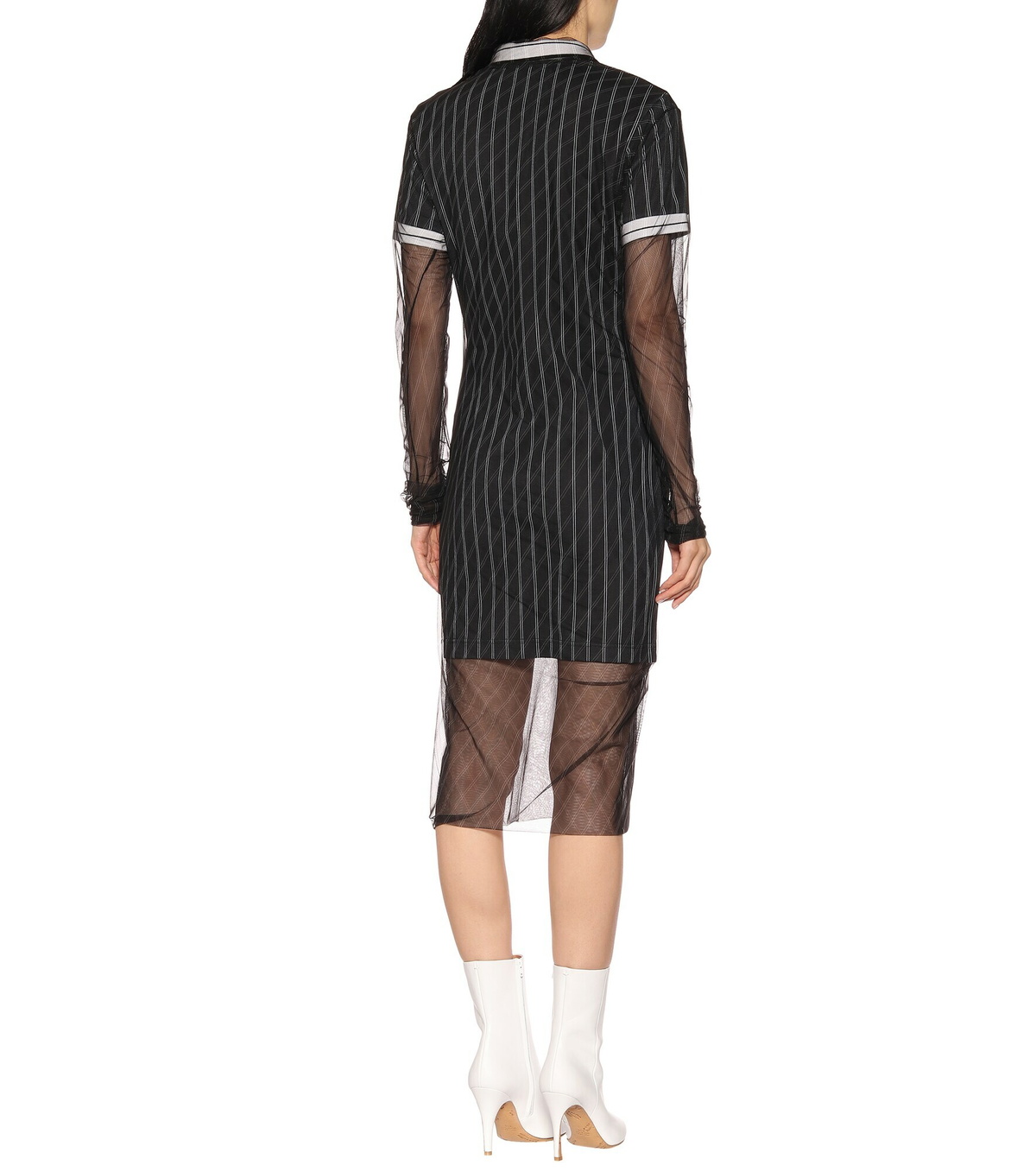 Y/Project - Striped cotton and tulle midi dress