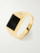 Mikia - Gold-Plated Sterling Silver Onyx Ring - Gold