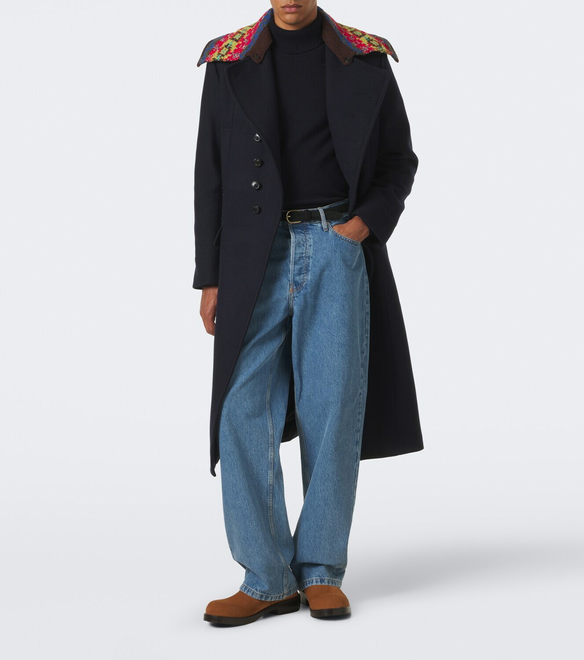 Dries Van Noten Double-breasted wool-blend twill coat