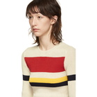 Victoria Beckham Off-White Stripe Long Sleeve Sweater