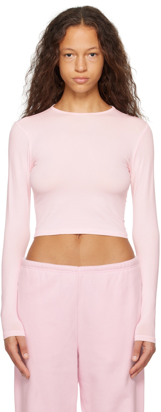 Photo: SKIMS Pink New Vintage Cropped Long Sleeve T-Shirt