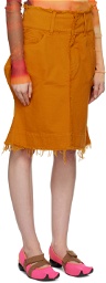 Paula Canovas Del Vas Orange Paneled Denim Miniskirt