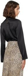 Róhe Black Satin Cape Blouse