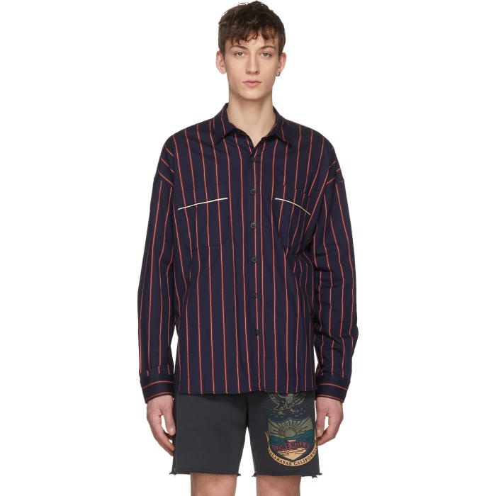 Photo: Fear of God Navy Oversized Piped Shirt