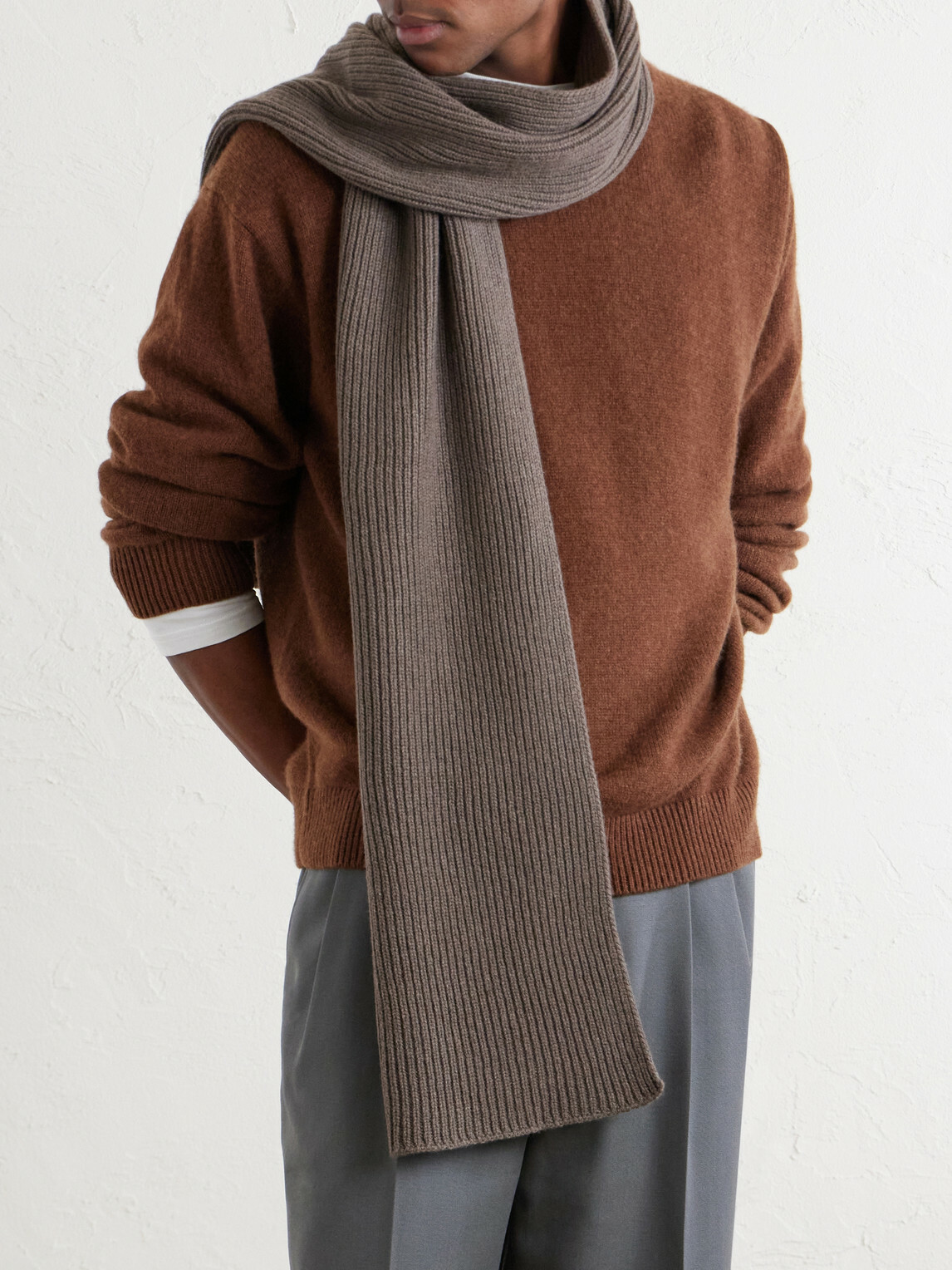 John Smedley - Stark Ribbed Recycled-Cashmere and Wool-Blend Scarf