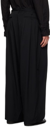 Yohji Yamamoto Black 12-Pleat Trousers