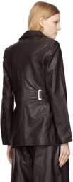 REMAIN Birger Christensen Brown Notched Lapel Leather Jacket