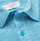 Orlebar Brown - Sebastian Slim-Fit Mélange Linen and Cotton-Blend Piqué Polo Shirt - Men - Azure