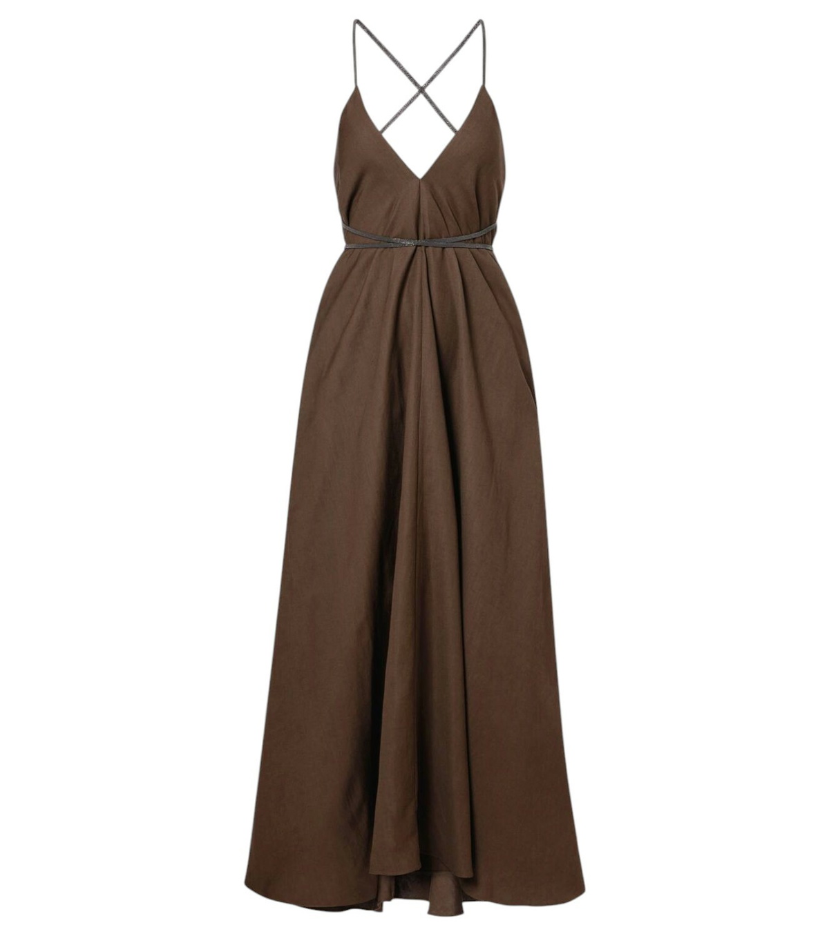 Brunello Cucinelli Striped cotton and silk maxi dress