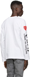 COMME des GARÇONS PLAY White Multi Hearts Big Logo Long Sleeve T-Shirt