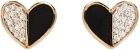 Adina Reyter Gold & Black Ceramic Pavé Folded Heart Earrings