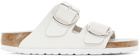 Birkenstock White Leather Narrow Big Buckle Arizona Sandals