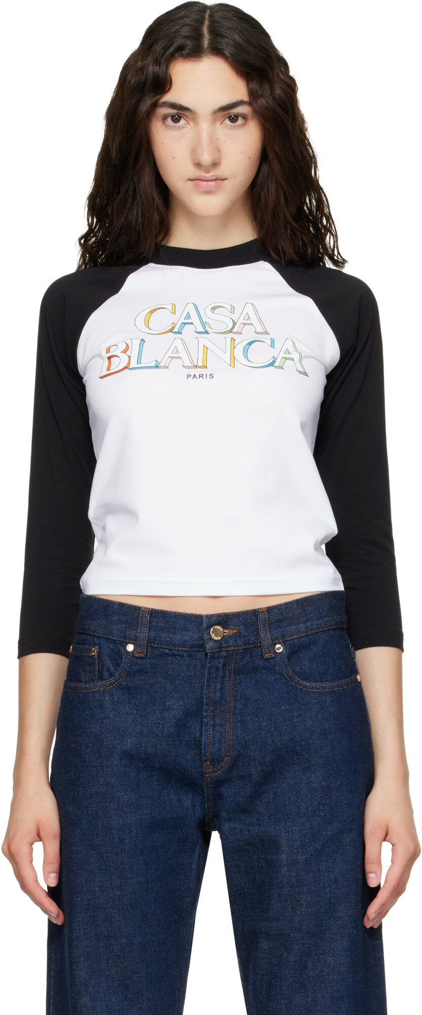 Casablanca White & Black Baseball T-shirt
