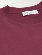 JW Anderson - Logo-Appliquéd Two-Tone Cotton-Jersey T-Shirt - Burgundy