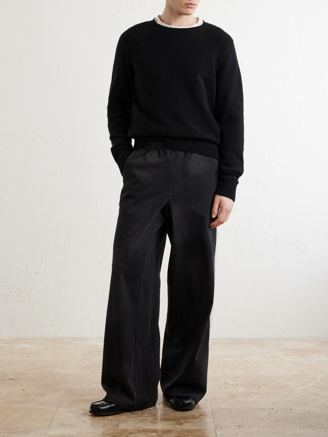424 - Straight-Leg Distressed Striped Cotton-Jersey Sweatpants - Black