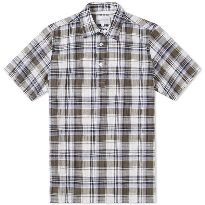 Photo: Norse Projects Short Sleeve Theo Textured Check Shirt Green