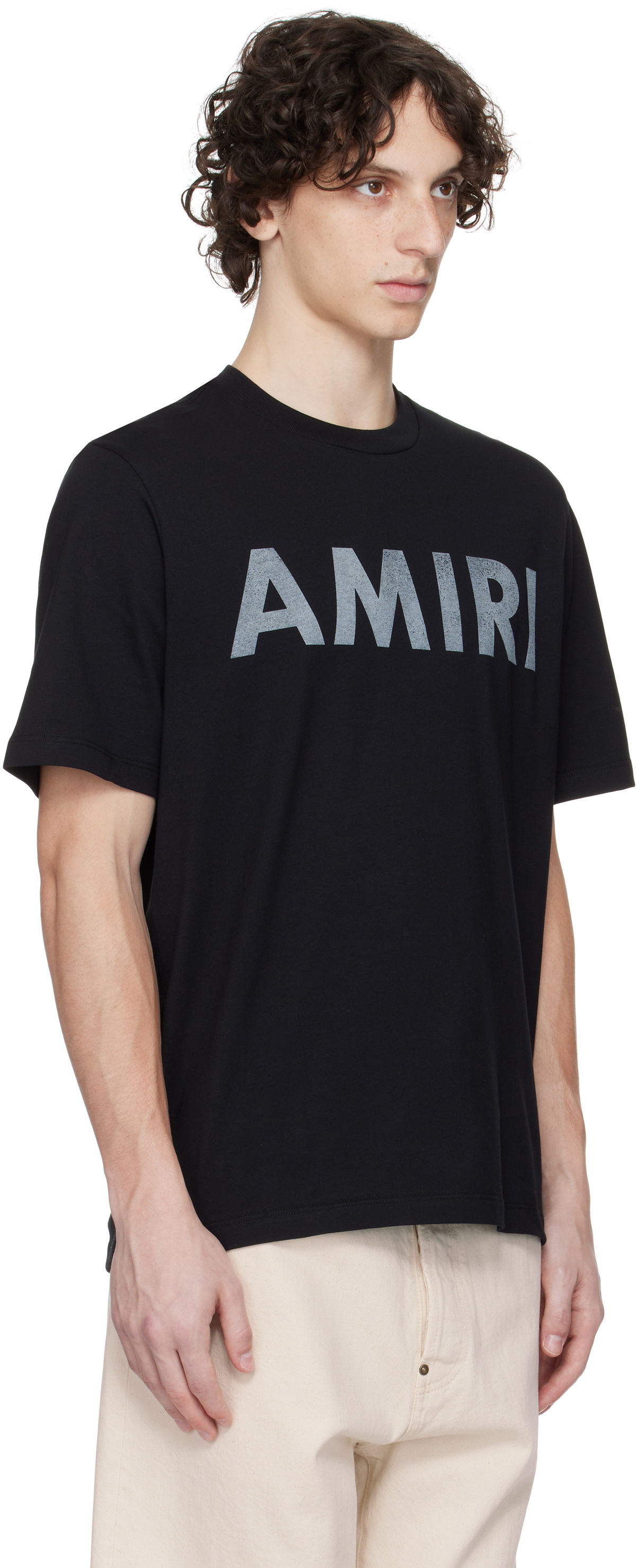AMIRI アミリ STENCIL ロゴTシャツ AMIRI アミリ シルバー ロゴ Tシャツ ブラック stencil 関税込