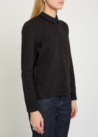 Eileen Fisher Henley Textured Cotton-blend Polo Shirt Black