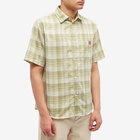 Loewe Men's Short Sleeve Check Shirt in Green/Yellow