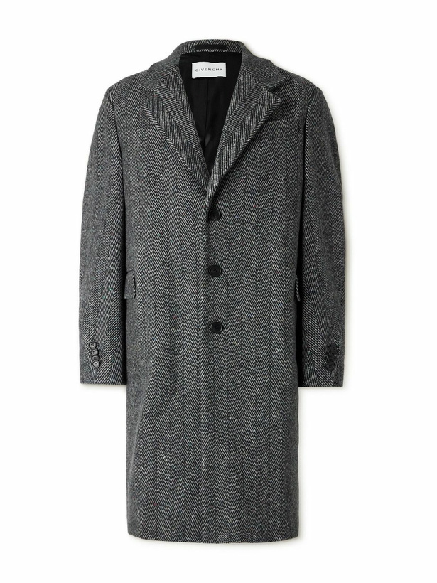 Photo: Givenchy - Herringbone Wool-Blend Coat - Gray