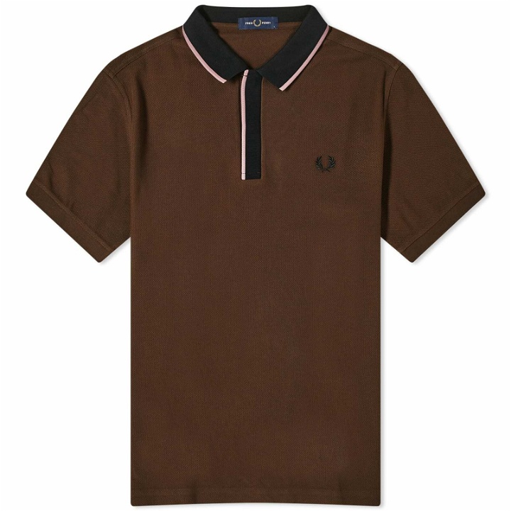 Photo: Fred Perry Men's Concelaed Placket Polo Shirt in Burnt Tobacco