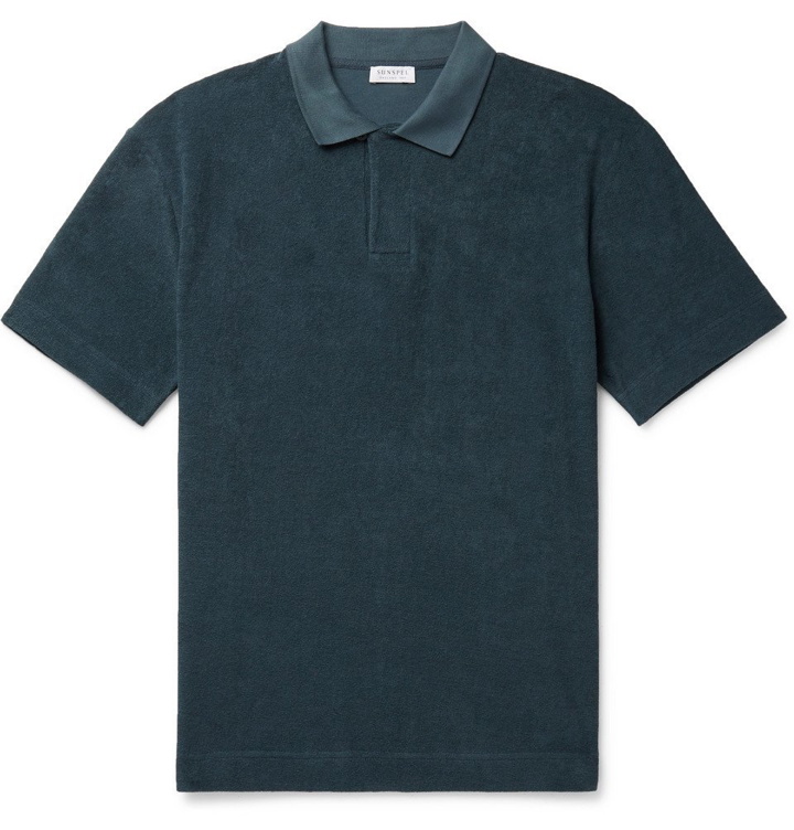 Photo: Sunspel - Organic Cotton-Terry Polo Shirt - Petrol