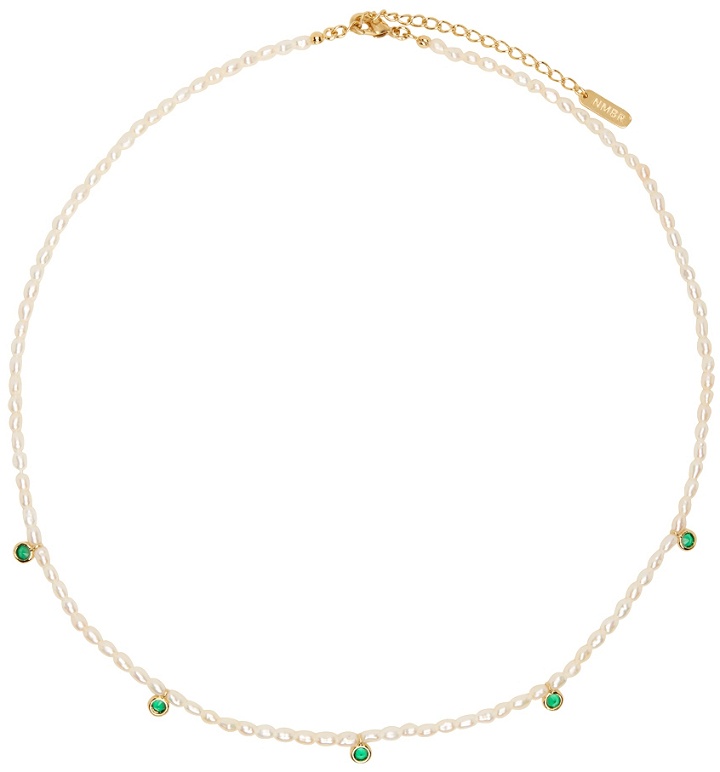 Photo: Numbering Gold & Green Pearl #9700 Necklace