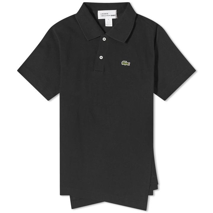 Photo: Comme des Garçons SHIRT Men's x Lacoste Asymmetric Polo Shirt in Black