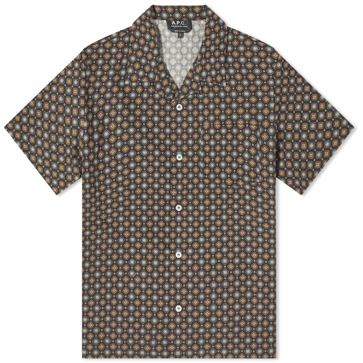 Photo: A.P.C. Men's Lloyd Geometric Vacation Shirt in Black