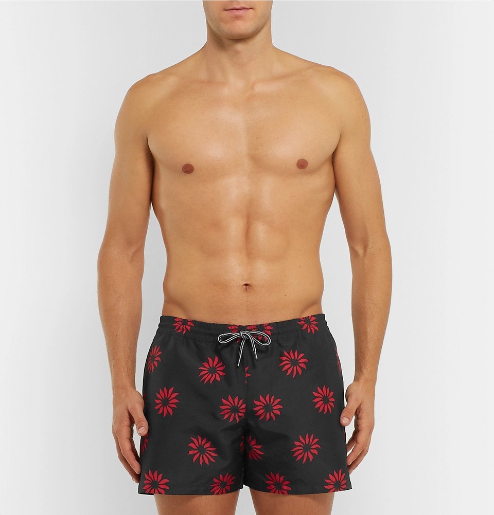 Club Monaco - Mid-Length Printed Swim Shorts - Black