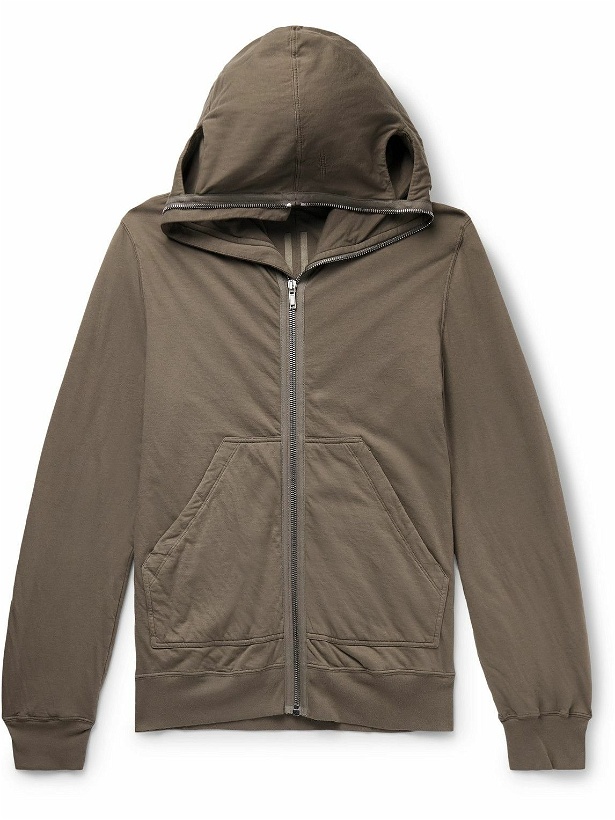 Photo: DRKSHDW by Rick Owens - Slim-Fit Cutout Padded Cotton-Jersey Zip-Up Hoodie - Brown
