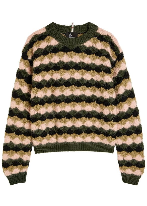 Photo: Moncler Striped Wool-blend Jumper Green
