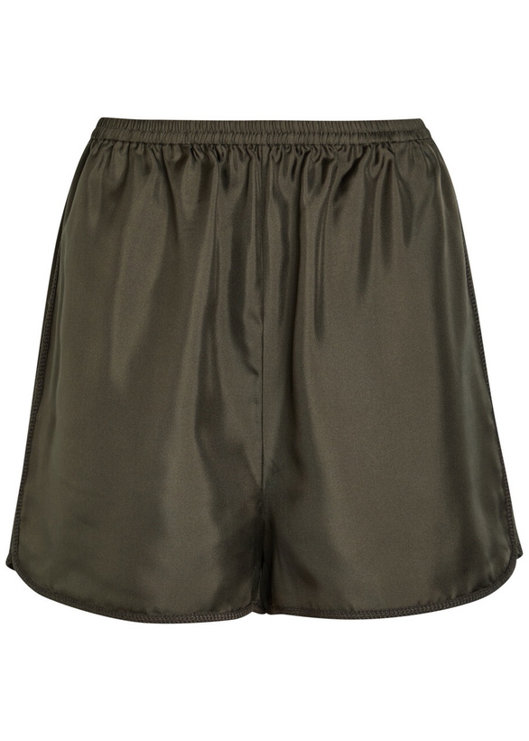 Photo: Rohe Woven-trim Satin Shorts Dark Green