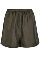 Rohe Woven-trim Satin Shorts Dark Green