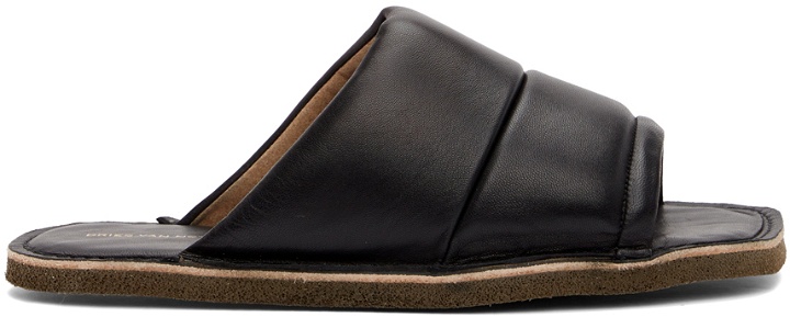Photo: Dries Van Noten Black Leather Slip-On Sandals