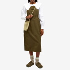 Gramicci Women's Nylon Tussah Apron Midi Dress in Deep Olive