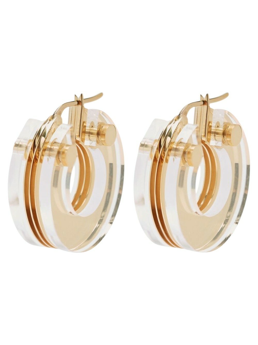 ピアス BOTTEGA VENETA GOLD SILVER TWIST HOOD EARRINGS Bottega Veneta - Twist gold-plated and leather hoop earrings