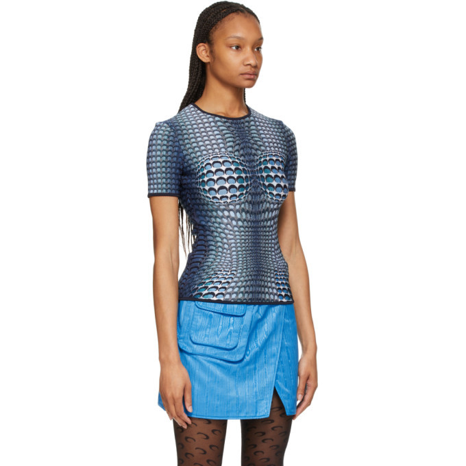 Marine Serre Blue Jacquard Moonfish Skin T-Shirt Marine Serre