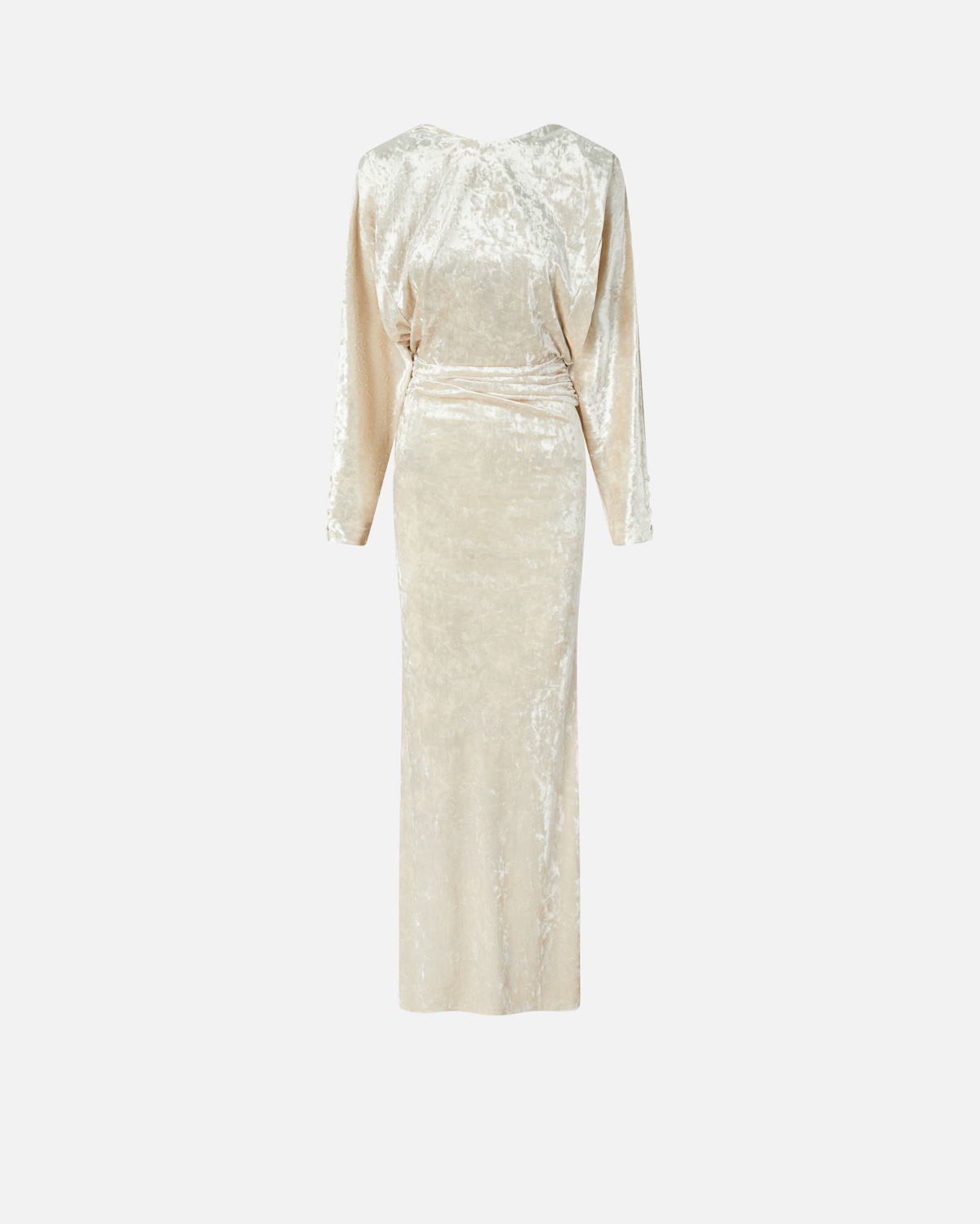 Pinko Long Velvet Dress With Open Back Vanilla Ice Cream White