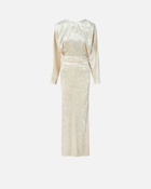 Pinko Long Velvet Dress With Open Back Vanilla Ice Cream White