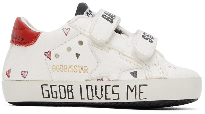 Photo: Golden Goose Baby White & Red School Sneakers