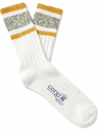 Corgi - Striped Ribbed Cotton Socks - White